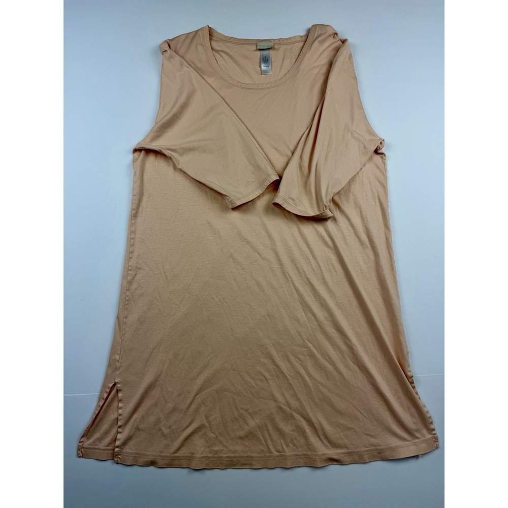 HANRO of Switzerland Women's Medium Nude Beige Long Sleeve Sleep Shirt